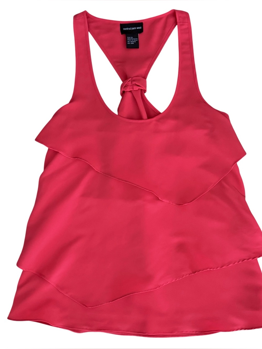 Central Park West Dark Coral Layered Scoop Neck Sleeveless Racerback Bow Top XS